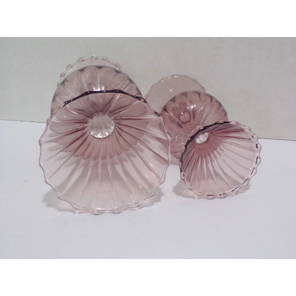 Pink Praline' Glass Ribbed Vases Decorative Hand Blown Large & Small Delicate 2